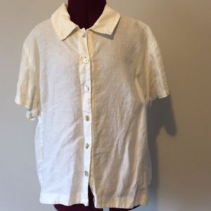 Cut Loose White short sleeve shirt. 100% linen.